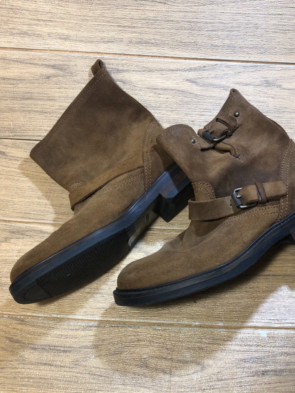 J crew women flat heel brown suede slip on booties, size 7.5